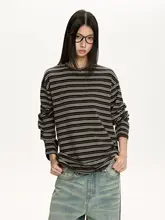 レディース 春用ストライプ長袖Tシャツ【ラウンドネック・フィット・カジュアル】