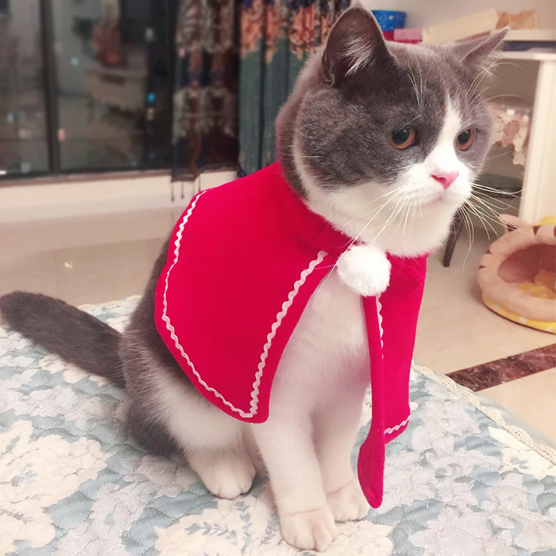 ペット用クリスマスコスチューム：犬用マント・猫用ヘアバンドとスカーフ付きの秋冬アイテム