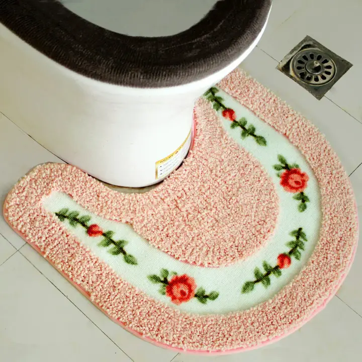 シンプルモダン トイレ用U型マット【防滑・吸水・バスルーム用】