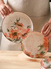 高級感ある新中式 デザインの陶器製ディーププレート【菱形パターン・食器・家庭用】