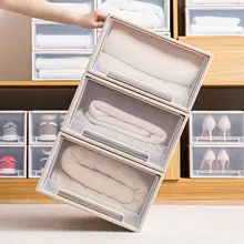 多層式プラスチック収納ボックス【透明・引き出し型・衣類整理用】