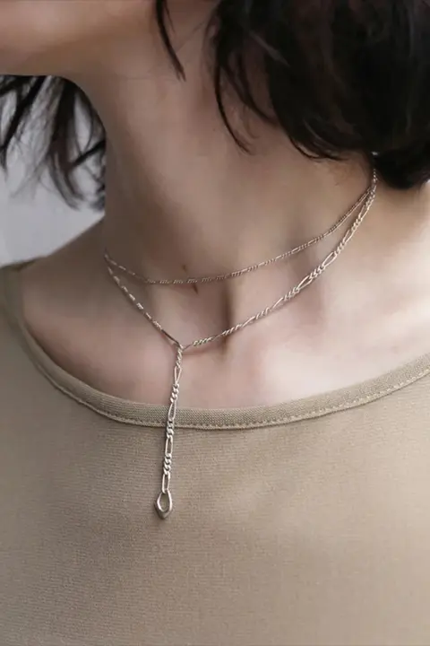 Hide aki 925銀製ダブルレイヤーアジャスタブルネックレス【シンプル・重ね着け可能・女性用】