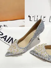 美しいクリスタル装飾のウェディングシューズ【新婦用・疲れにくい・ハイヒール】