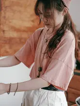 した着心地の春夏用リネンコットンTシャツ【クルーネック・ゆったり短袖】（セットアップ対応）