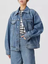 春用レトロなボーイフレンド風 薄い青のデニムジャケット【女性用】