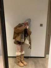 茶色ドット柄のショートアウター【両面着用可・エコファー・冬用】