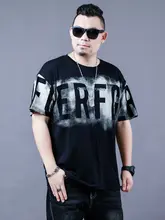 個性的なアルファベットプリントのラウンドネック半袖Tシャツ【ゆったりシルエット・通気性・夏用】（セットアップ対応）