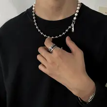 珍珠を使用したシンプルデザインのネックレス【男女兼用・夏向け・カジュアルスタイル】