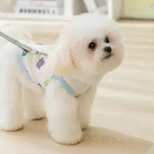 小型犬用 夏用 カワイイ全身プリントリード付きベスト【テディ・シュナウザー対応】