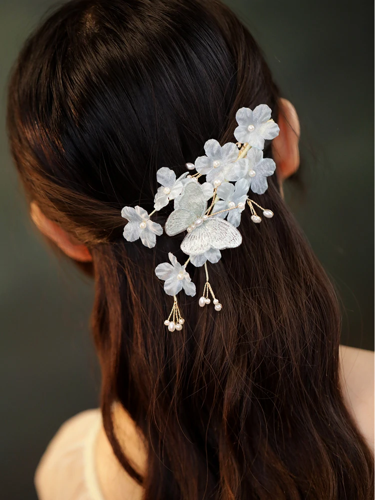唐風花柄髪飾り：七五三手作りに最適な伝統的デザインのヘアクリップ