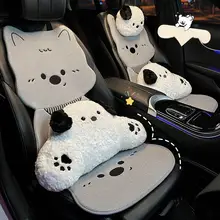 通気性に優れたリネン製カートゥーンデザインの車用シートクッション【夏用・女性向け・快適な座席カバー】
