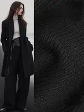 ウール生地 カシミヤ混 綾織り ブラック 秋冬素材 上質 輸入 デザイナーズ DIY ハンドメイド コート ジャケット