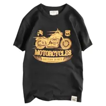 バイクプリント半袖Tシャツ【コットン・レトロデザイン・メンズ】