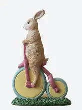 かわいい樹脂製バイクに乗るウサギのデスクトップ動物オブジェ【現代的なデザイン・子供部屋の装飾用】