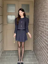 ラブバックルデニム スーツ レディース万能トップスとスカート