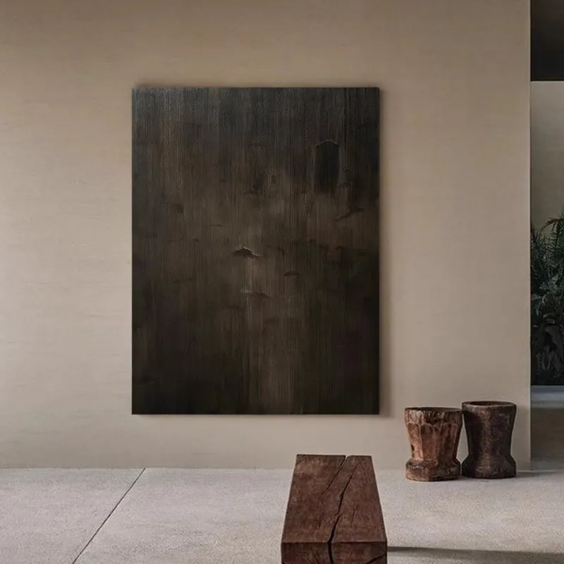 手描きの侘寂風抽象画：大型アートパネルの設置とデザイン選定ガイド