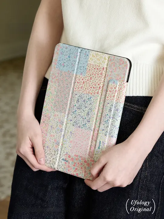 タブレットケース iPad用 花柄 マグネット式 Apple Pencil収納 全包囲 iPad Pro Air mini 対応 「Ufology」