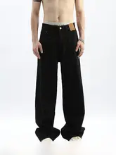 BLAEXIT メンズブラックデニムパンツ【ストレート・ルーズフィット・カジュアル】