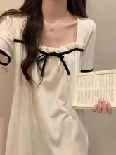 胸パッド付き 夏用 レディースコットン半袖ナイトドレス【アプリコットカラー・カジュアルホームウェア】