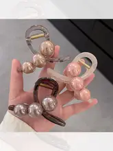 パール付き中型サメ型ヘアクリップ【エレガントなデザイン・後頭部用】