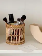 おしゃれなウィービング収納筒【化粧ブラシやスキンケア用品に最適】