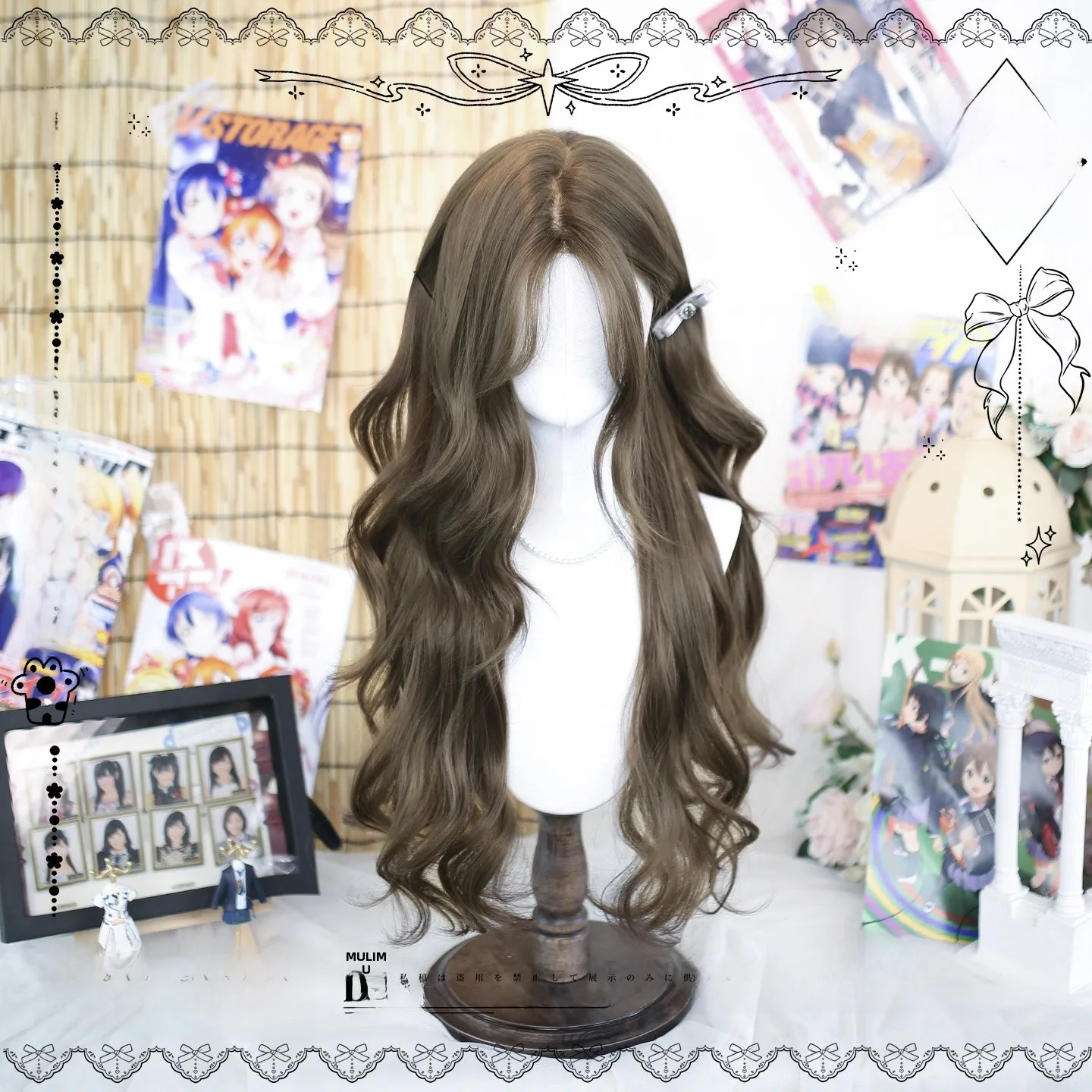 ロリータスタイルの長いウィッグ：ロングヘア前髪なしに最適なリアル質感の全頭カバー