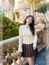 レース片と柔らかい質感が特徴のニットカーディガン【女性用・ルーズフィット・大きいサイズ対応】