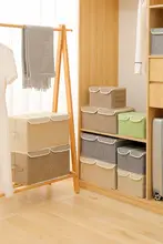 布製コットンリネン収納ボックス【大容量・折りたたみ式・衣類収納用】