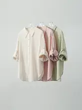 セットアップ 3点セット レディース 長袖シャツ 半袖ジャケット ショートパンツ アセテート リネンタッチ 通気性 フェミニン 上品 通勤 オフィスカジュアル 夏