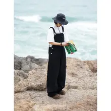 サロペット ユニセックス ワーク ヴィンテージ ワイドパンツ ストレート ルーズ カジュアル