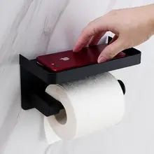 穴あけ不要 ステンレス製 トイレットペーパーホルダー【衛生的なデザイン・スマホ置き対応】