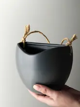 北欧風 陶器製壁掛け花器【水栽培・簡約デザイン・吊り下げ可能・フェイクグリーン用】