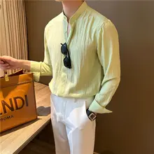 NR メンズ 襟付き 皺加工シャツ【スタイル・ビーチ用・ホワイト】
