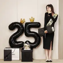 誕生日用黒の王冠数字バルーン【インスタ映え・パーティー装飾】