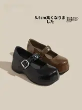 春季用 フレンチスタイルのマリジェンシューズ【内増高・粗いヒール・レトロデザイン・浅口】