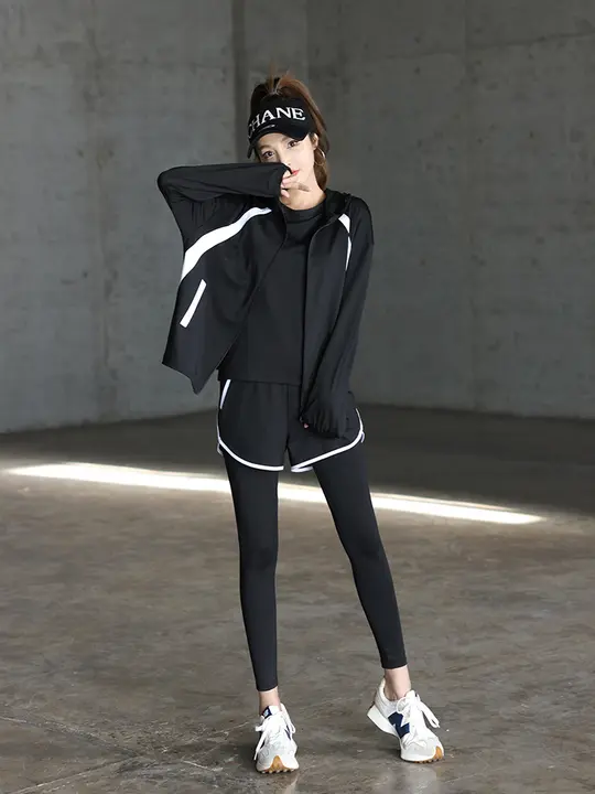 レディース フィットネスセット【大きいサイズ・ゆったり・速乾素材・長袖・ヨガ・ランニング用】