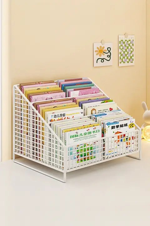 子供用絵本ラック【デスクトップ整理ボックス・ベッドサイド収納・階層デザイン】