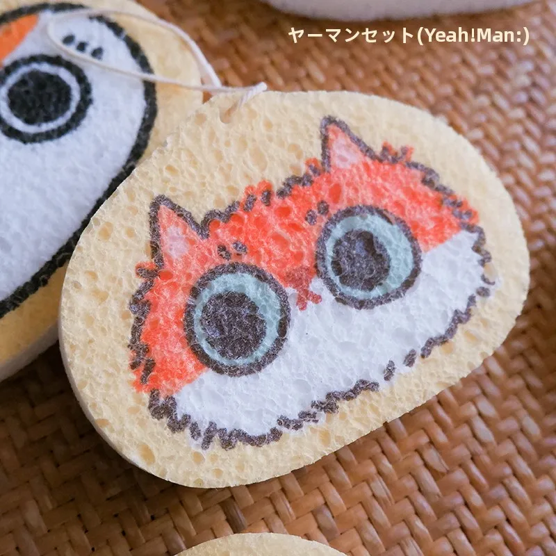 かわいい猫イラストのキッチンクリーナー：木材パルプ綿で実用性と環境負荷を両立