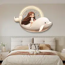 かわいいクジラの子供部屋用壁掛け装飾画【温かみのあるデザイン・寝室用】
