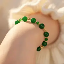 セイセイリアンデザインのシンプルで上質な緑玉髓ブレスレット【女性用・軽やかで個性的】
