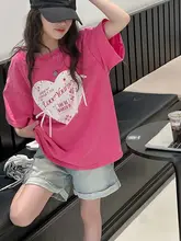夏用 半袖Tシャツ【女児用・ルーズフィット・流れるリボンデザイン】