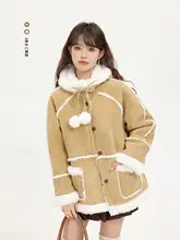 XinmonLee 厚手フード付きコート【冬用・レイヤードデザイン・ルーズフィット・ミディ丈】