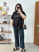 高腰ストレートデニムパンツ【女性用・九分丈・デザイン性あり・フレアシルエット】（セットアップ対応）