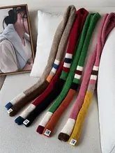 ストライプデザインの細長スカーフ【春秋用・レトロスタイル】