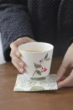 手描き陶器のフルーツデザインカフェカップ【大口径・家庭用】