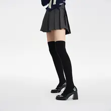 羊毛製 ブラックロングソックス【着圧・スリム効果・防滑タイプ・膝上丈】