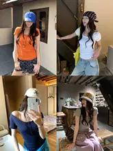 開襟リブニットトップス【肩出し・フィット感・半袖】