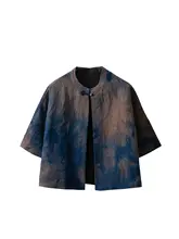 リバーシブルの真 silk カーディガン【裂け目染め・春用・国風茶服】