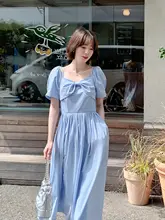 水彩柄 サマーウエストリボンキャミソールドレス【フランス風・フリル付き】