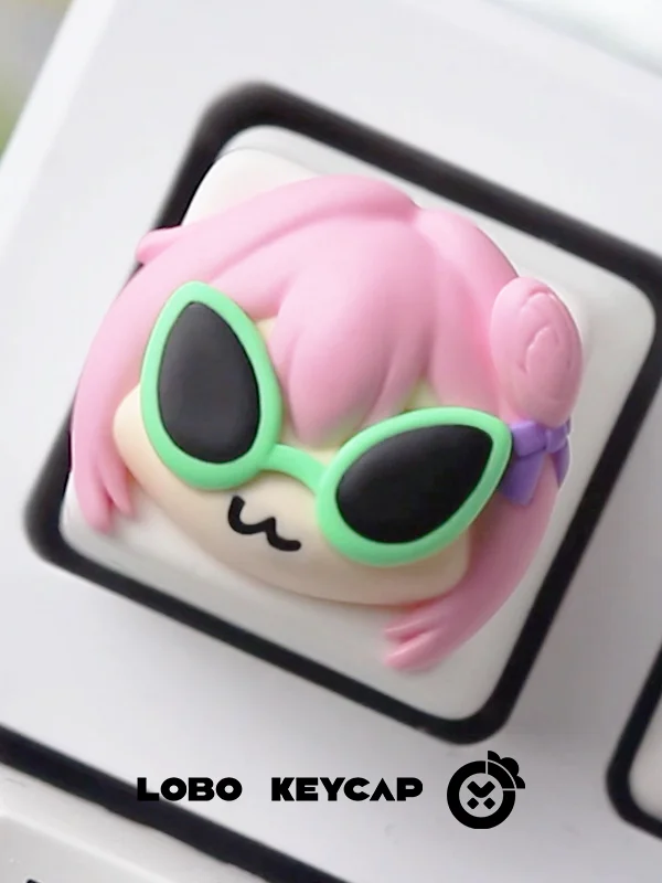 抽象デザインの桃楽絲キーボードキーキャップ【ユニークで可愛い・樹脂製】